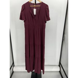 Quince silk Burgundy Midi Dress